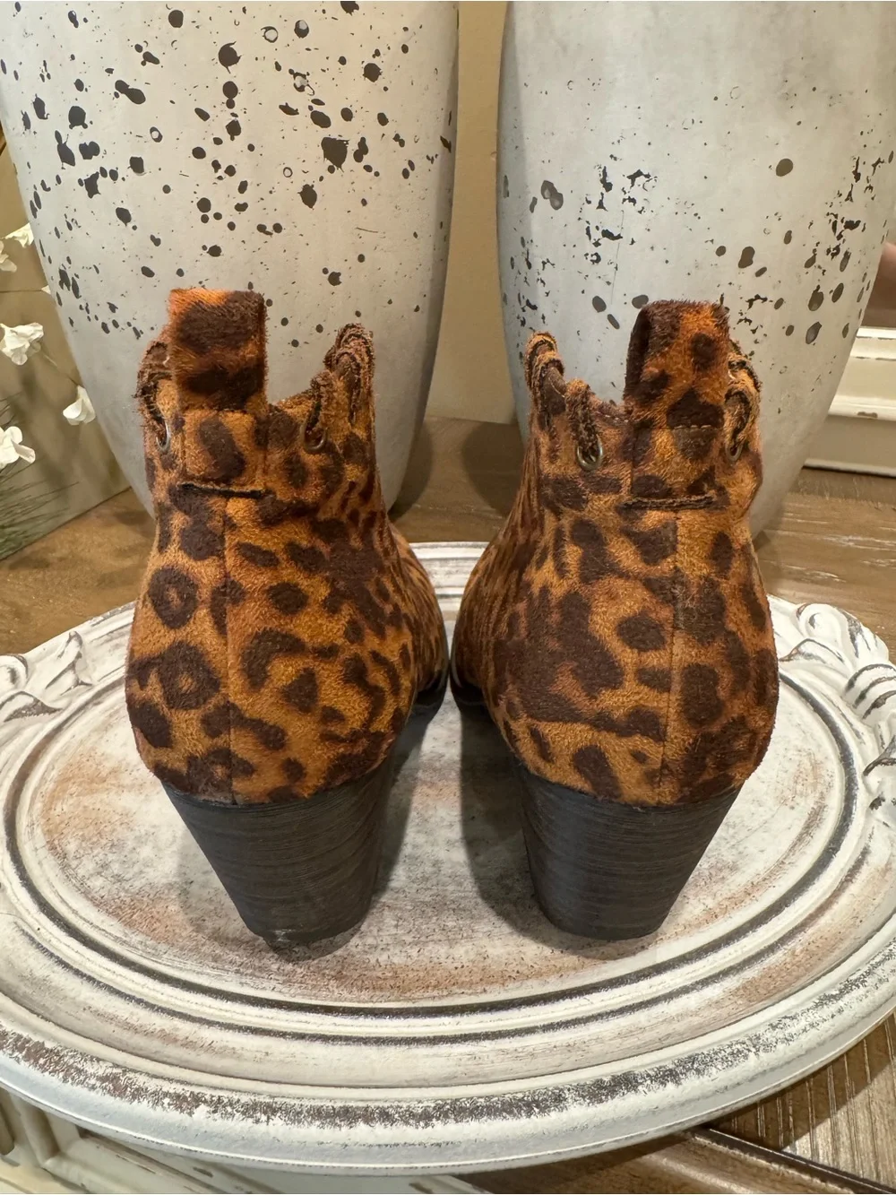 Leopard Print Lace-Up Men’s Ankle Boots - Brown
